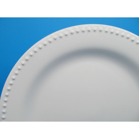 Pottery Barn Emma Off White 11 1/8" Beaded Rim Dinner Plate Portugal - Picture 2 of 8